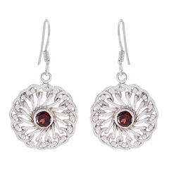 Sarah Red Classic Solitaire Dangle Earring Garnet Red Dangle