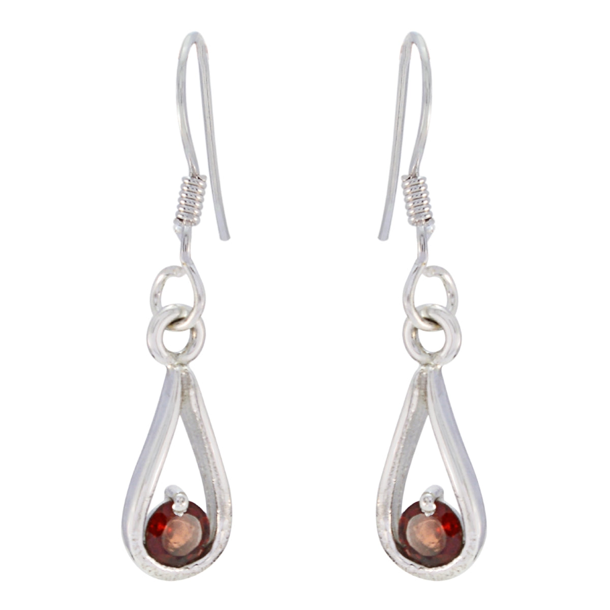 Laura Red Elegant Solitaire Dangle Earring Garnet Red Dangle
