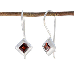 Leah Red Dainty Solitaire Dangle Earring Garnet Red Dangle