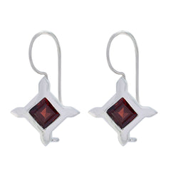 Lili Red Dainty Solitaire Dangle Earring Garnet Red Dangle
