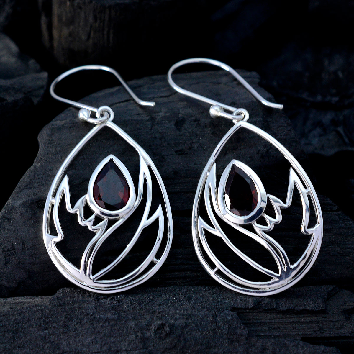 Skylar Red Dainty Solitaire Dangle Earring