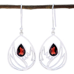 Skylar Red Dainty Solitaire Dangle Earring Garnet Red Dangle
