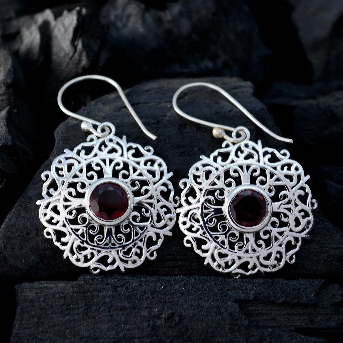 Maya Red Tiny Solitaire Dangle Earring