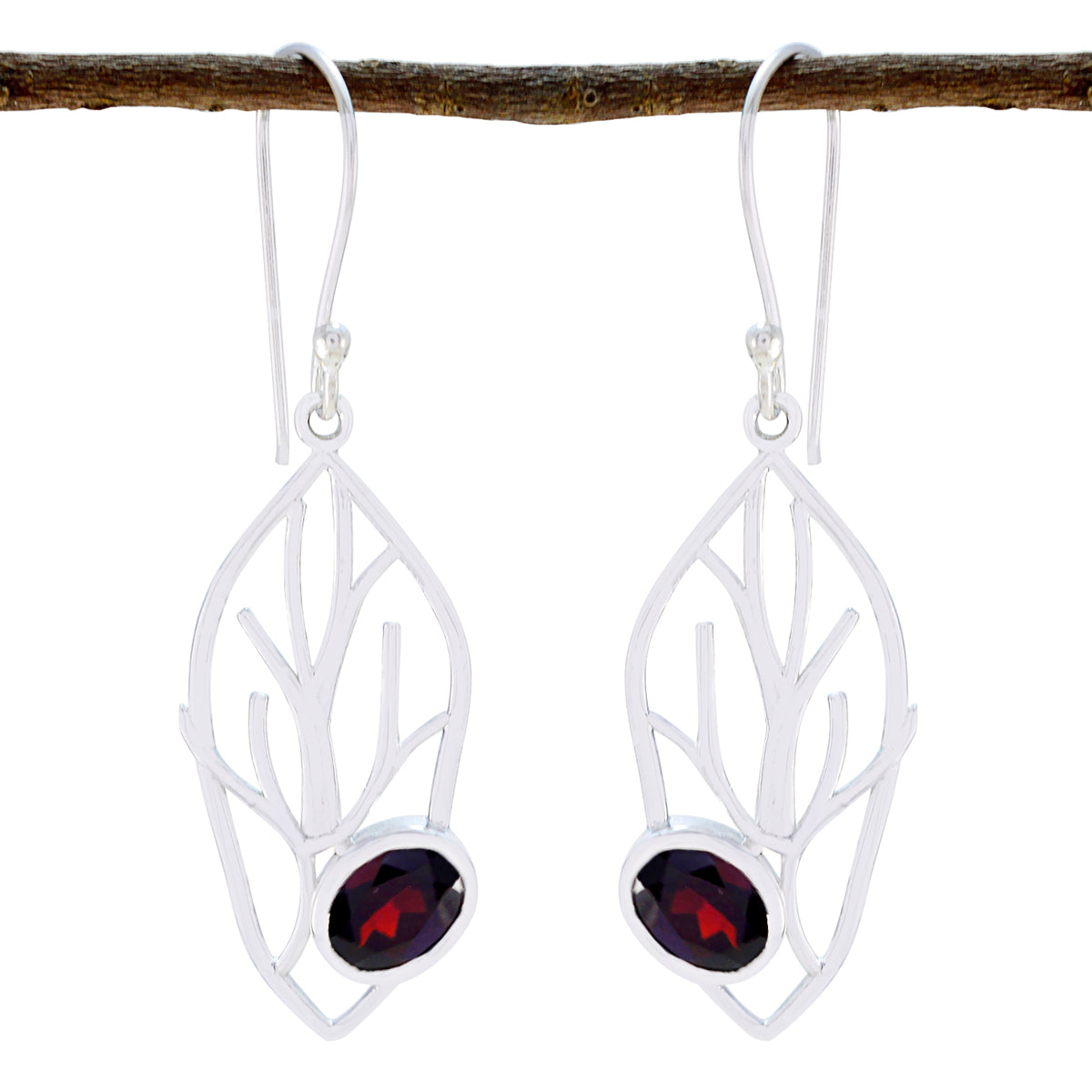 Nova Red Dainty Solitaire Dangle Earring Garnet Red Dangle
