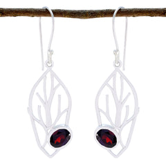 Nova Red Dainty Solitaire Dangle Earring Garnet Red Dangle