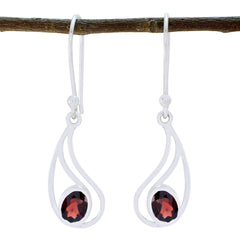 Sophia Red Elegant Solitaire Dangle Earring Garnet Red Dangle