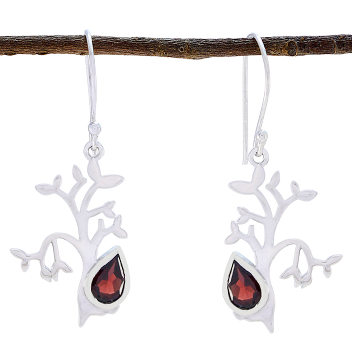 Stella Red Dainty Solitaire Dangle Earring Garnet Red Dangle