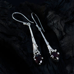 Ella Red Whisper thin Solitaire Dangle Earring