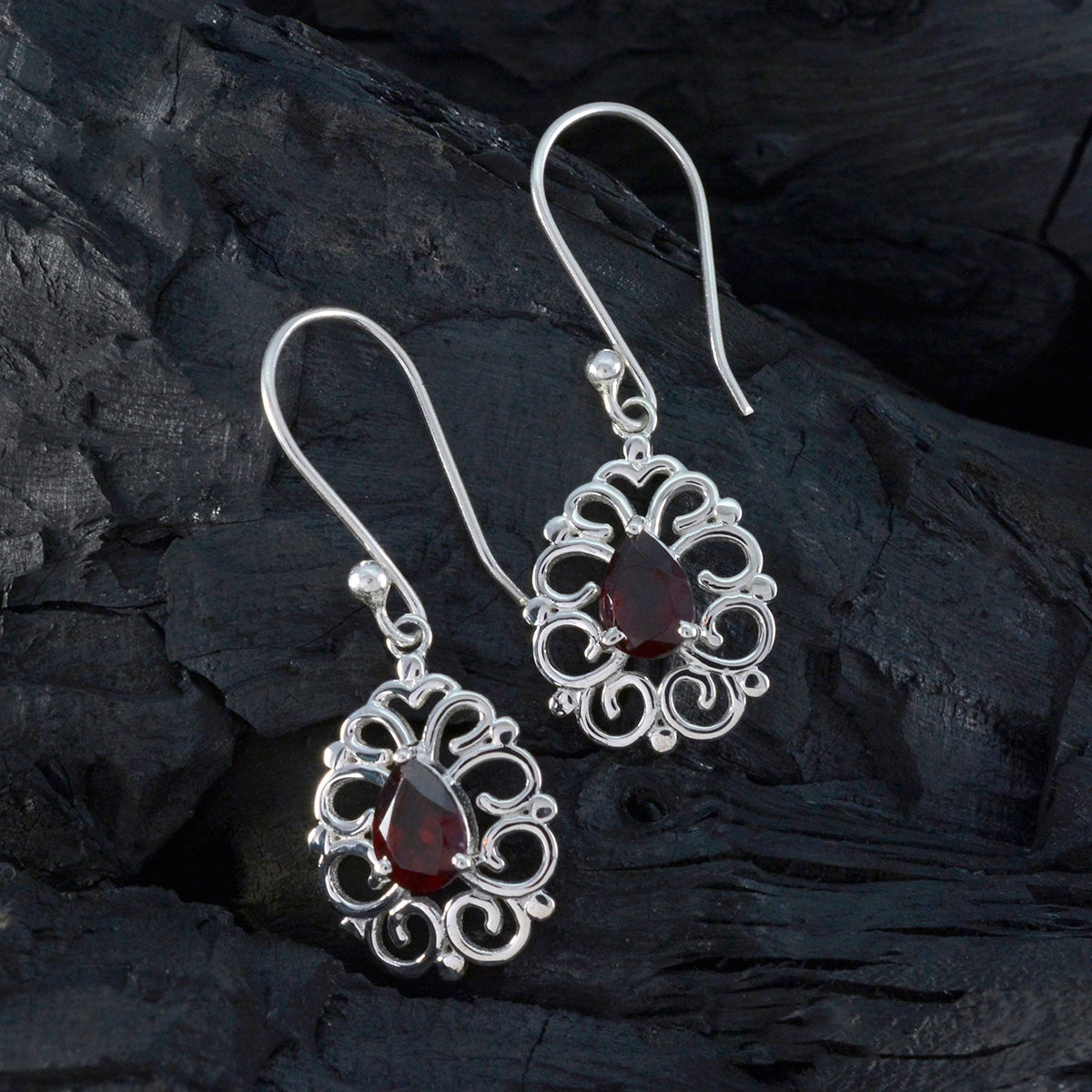 Mila Red Whisper thin Solitaire Dangle Earring
