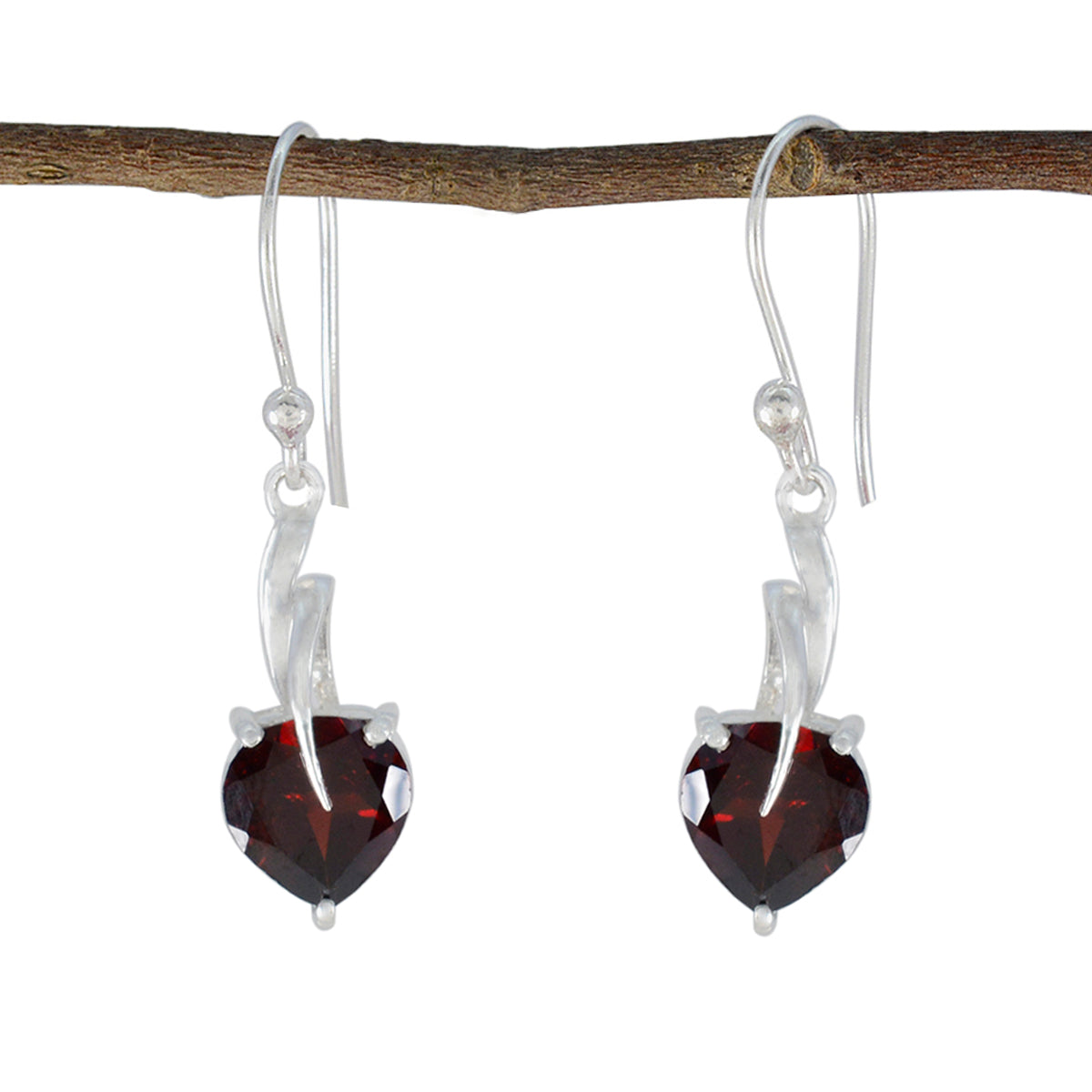 Nella Red Dainty Solitaire Dangle Earring Garnet Red Dangle