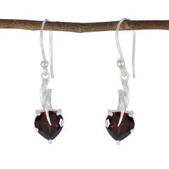 Nella Red Dainty Solitaire Dangle Earring Garnet Red Dangle