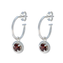 Olivia Red Whisper thin Solitaire Dangle Earring Garnet Red Dangle