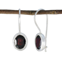 Violet Red Delicate Solitaire Dangle Earring Garnet Red Dangle