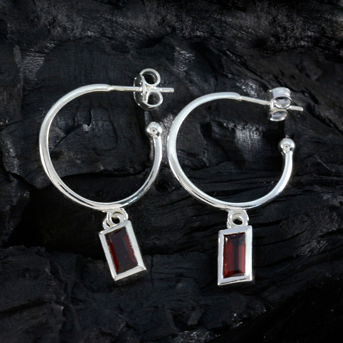 Skylar Red Slim Solitaire Dangle Earring