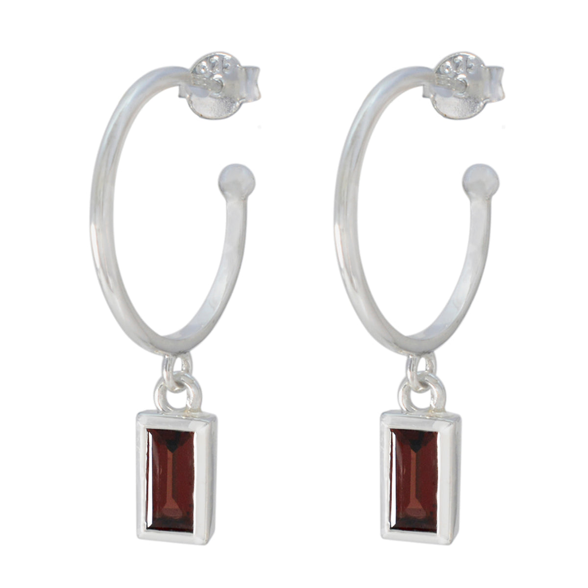 Skylar Red Slim Solitaire Dangle Earring Garnet Red Dangle