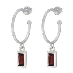 Skylar Red Slim Solitaire Dangle Earring Garnet Red Dangle