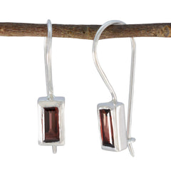 Ying Red Dainty Solitaire Dangle Earring Garnet Red Dangle