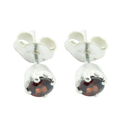 Zoey Red Delicate Solitaire Stud Earring Garnet Red Stud