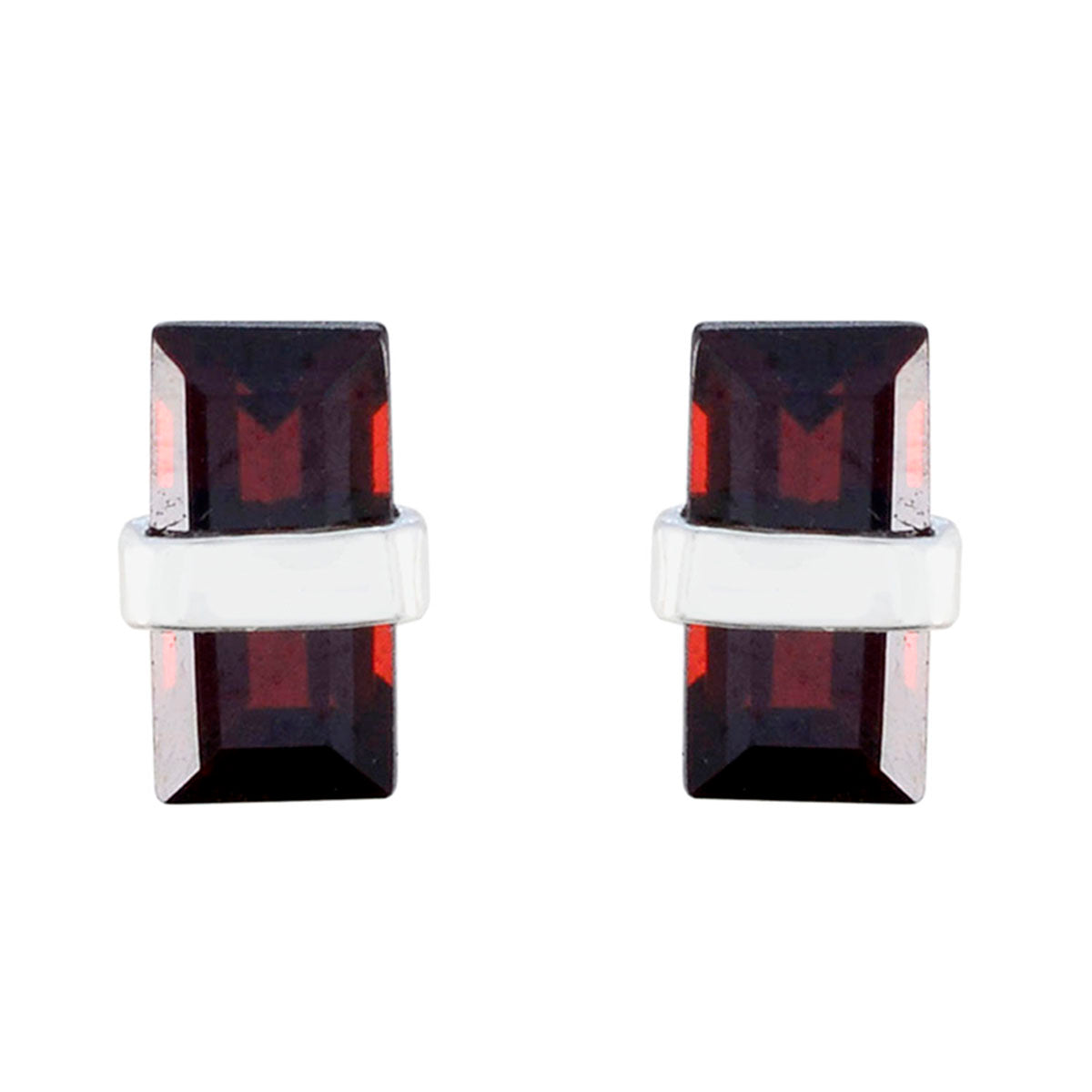 Agustina Red Minimalist Solitaire Stud Earring Garnet Red Stud