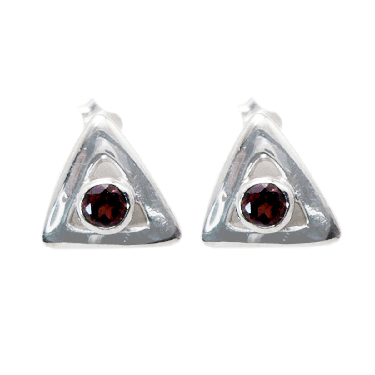 Chen Red Delicate Solitaire Stud Earring Garnet Red Stud
