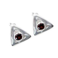 Chen Red Delicate Solitaire Stud Earring