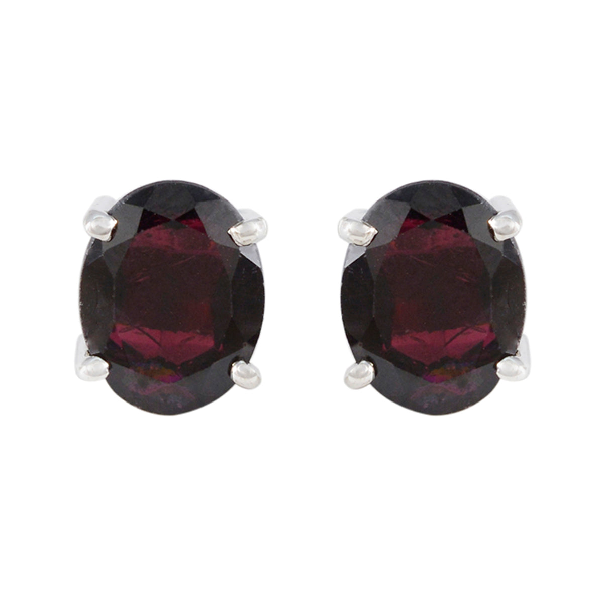 Milagros Red Dainty Solitaire Stud Earring Garnet Red Stud