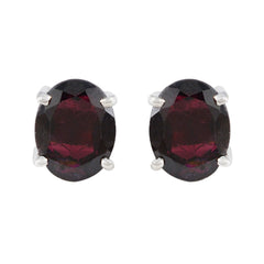 Milagros Red Dainty Solitaire Stud Earring Garnet Red Stud