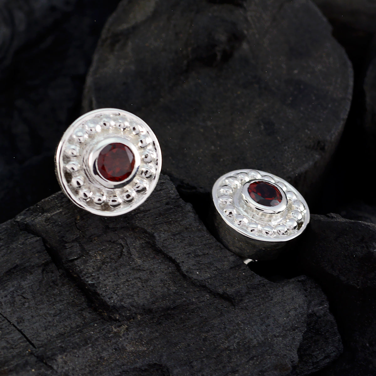 Emi Red Dainty Solitaire Stud Earring