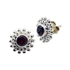 Eun ji Red Dainty Solitaire Stud Earring