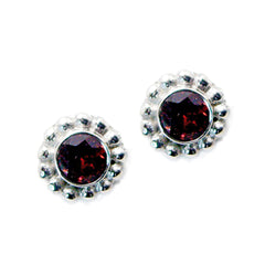 Ha eun Red Delicate Solitaire Stud Earring