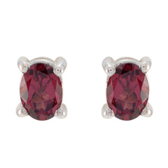 Bianca Red Delicate Solitaire Stud Earring Garnet Red Stud
