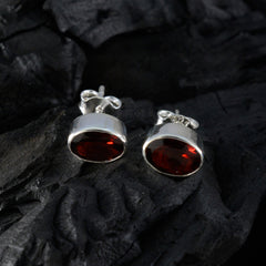 Autumn Red Delicate Solitaire Stud Earring