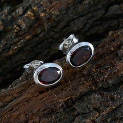 Haruka Red Elegant Solitaire Stud Earring