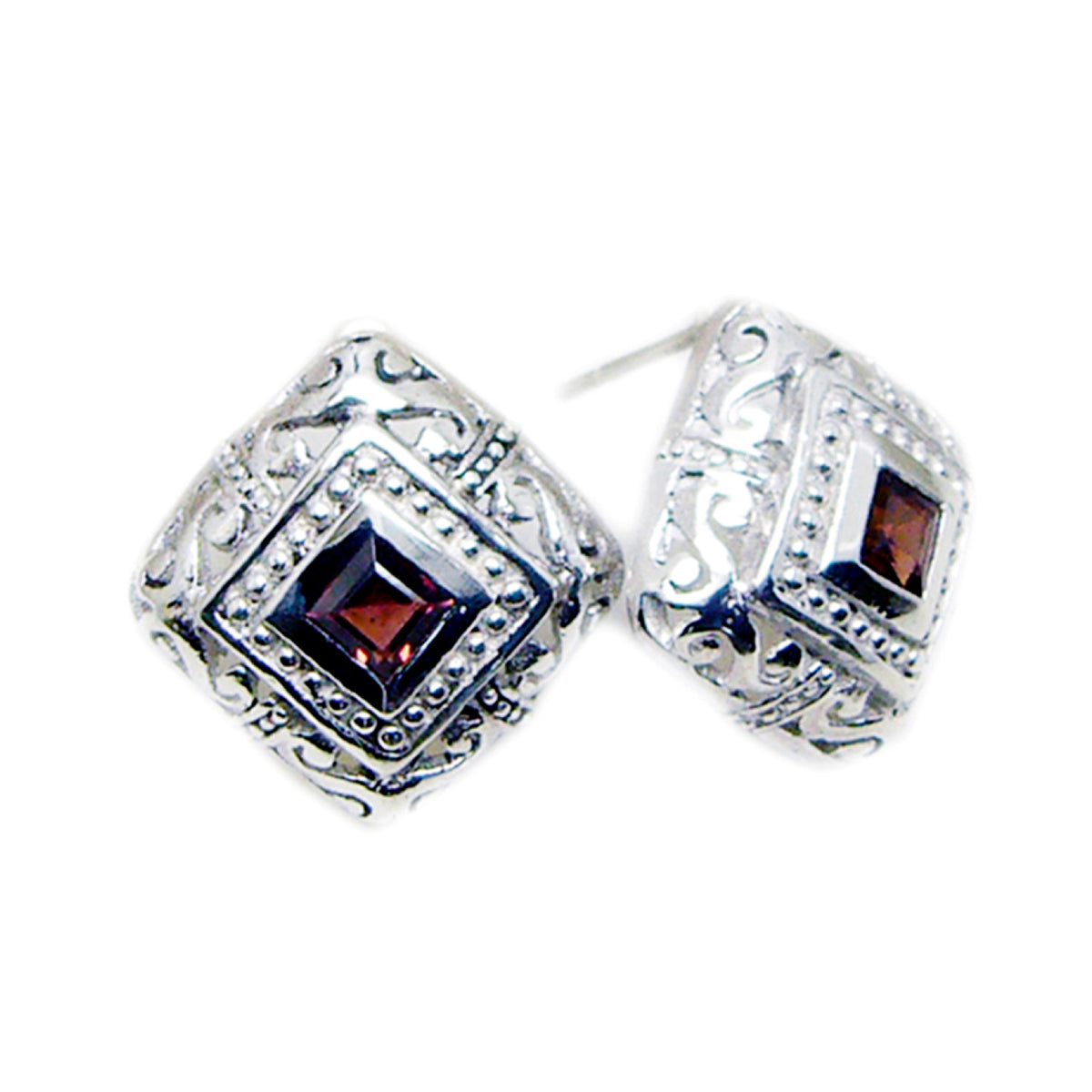 Dayana Red Tiny Solitaire Stud Earring Garnet Red Stud