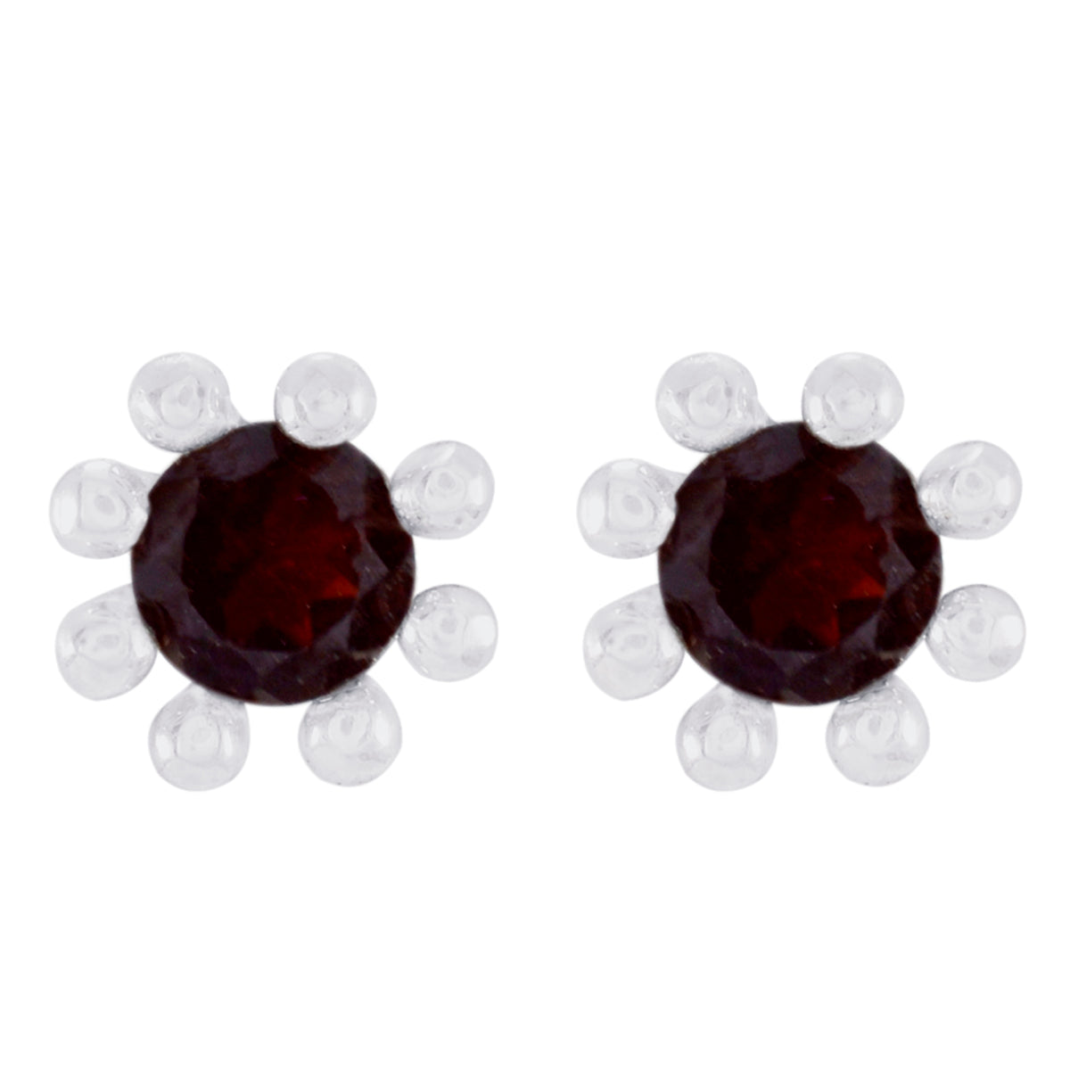 Gabriela Red Elegant Solitaire Stud Earring Garnet Red Stud