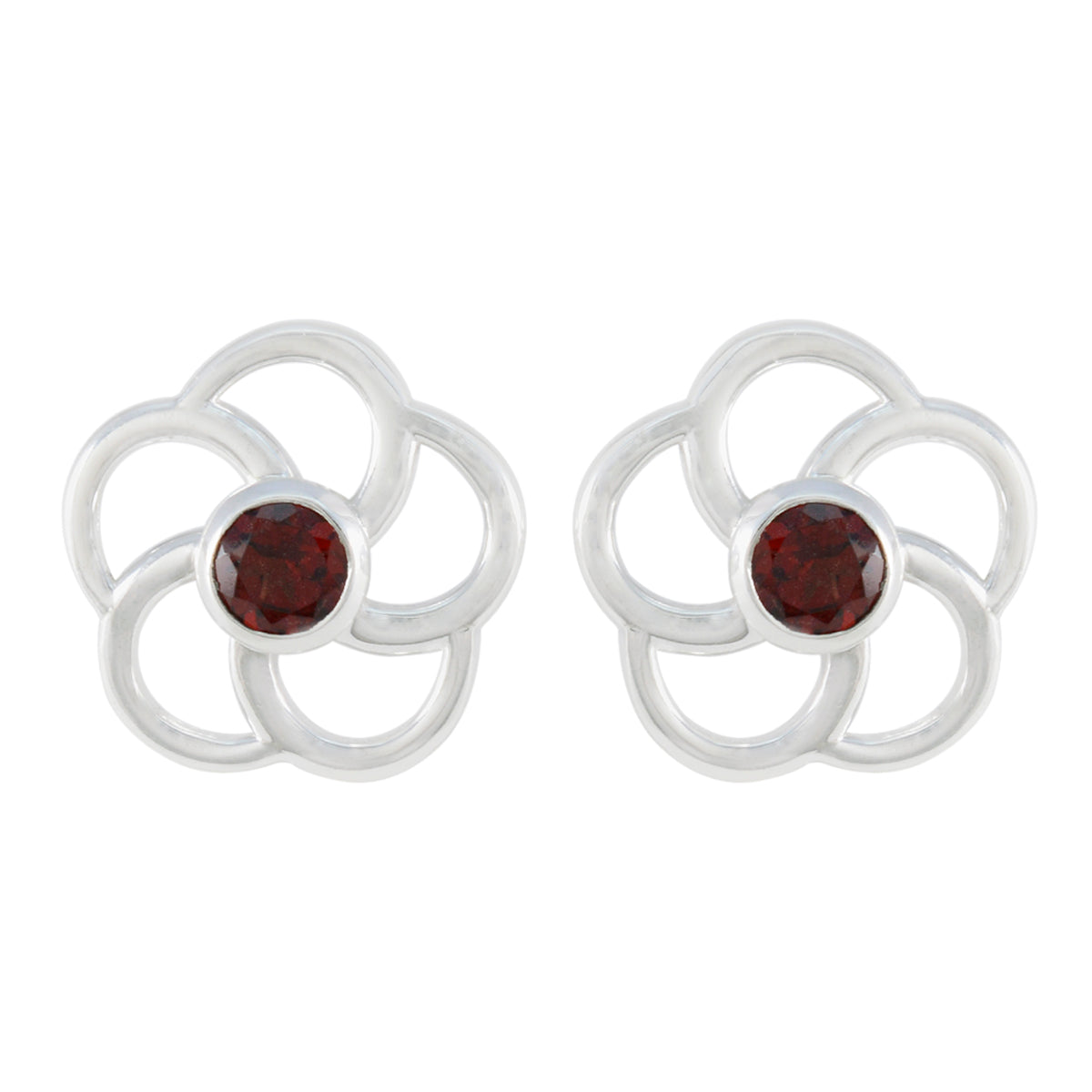 Mila Red Whisper thin Solitaire Stud Earring Garnet Red Stud