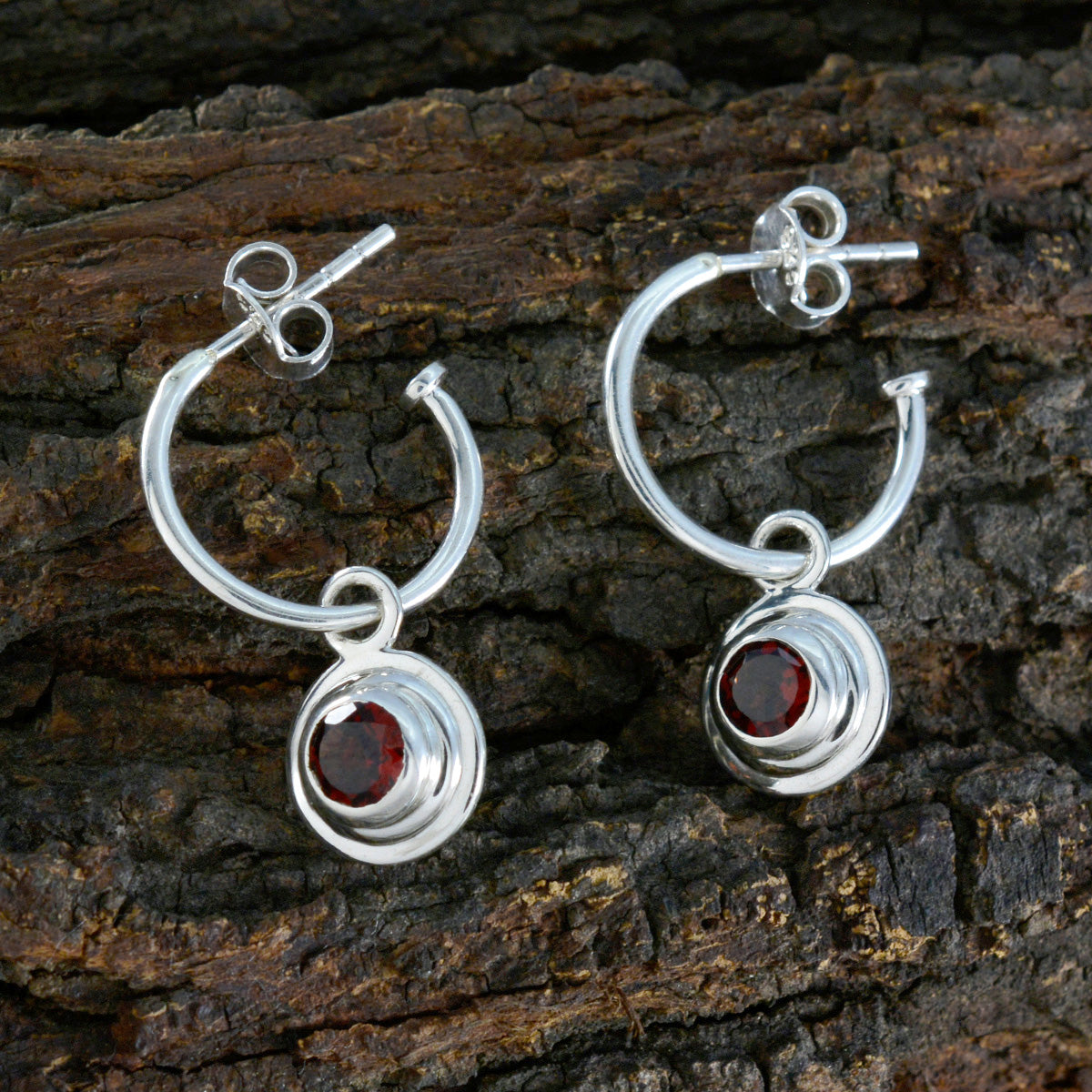 Emi Red Whisper thin Solitaire Stud Earring