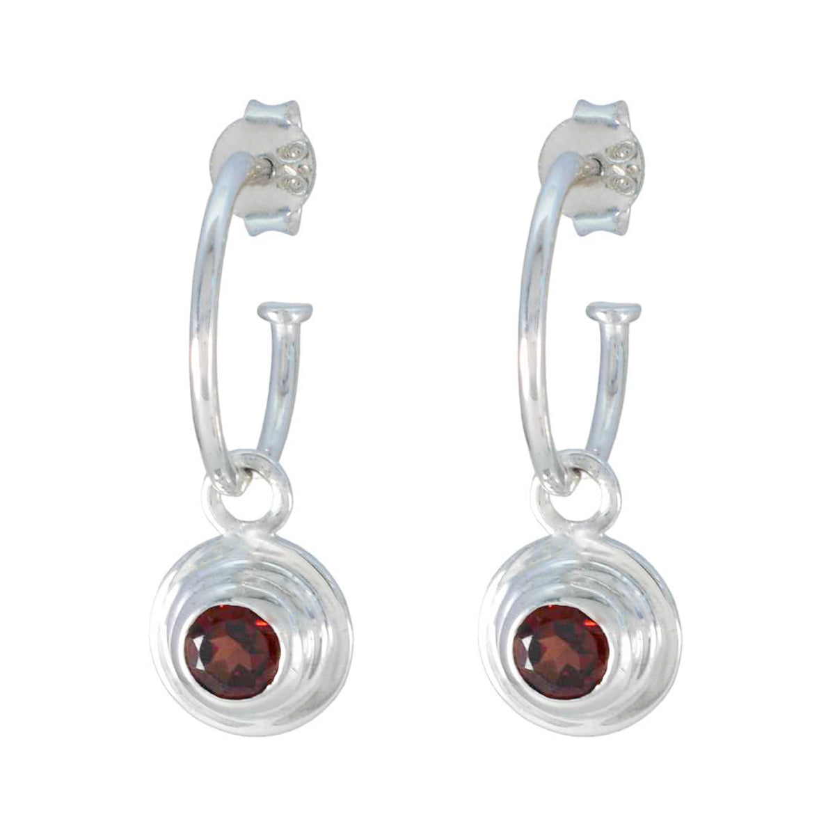 Emi Red Whisper thin Solitaire Stud Earring Garnet Red Stud