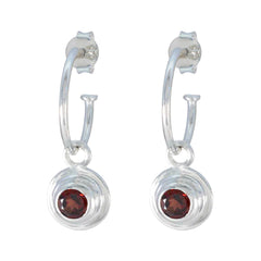 Emi Red Whisper thin Solitaire Stud Earring Garnet Red Stud
