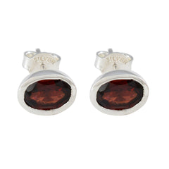 Jia Red Delicate Solitaire Stud Earring Garnet Red Stud