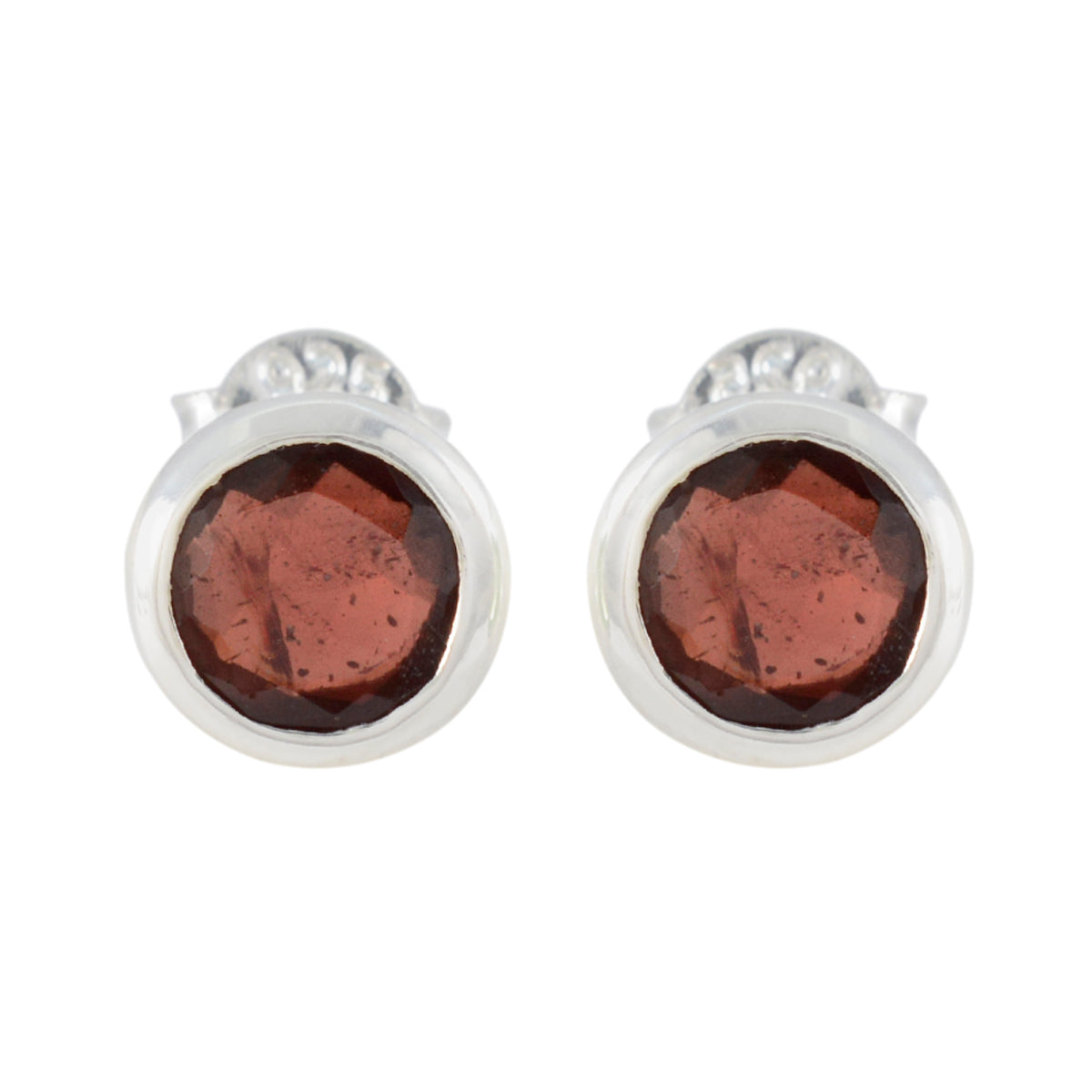 Xiu Red Dainty Solitaire Stud Earring Garnet Red Stud