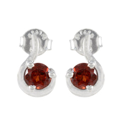 Carolina Red Delicate Solitaire Stud Earring Garnet Red Stud