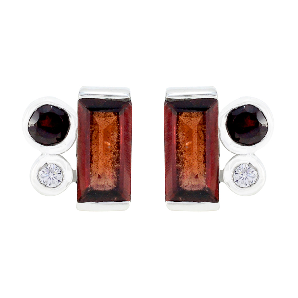 Pilar Red Delicate multiple Stud Earring Garnet Red Stud