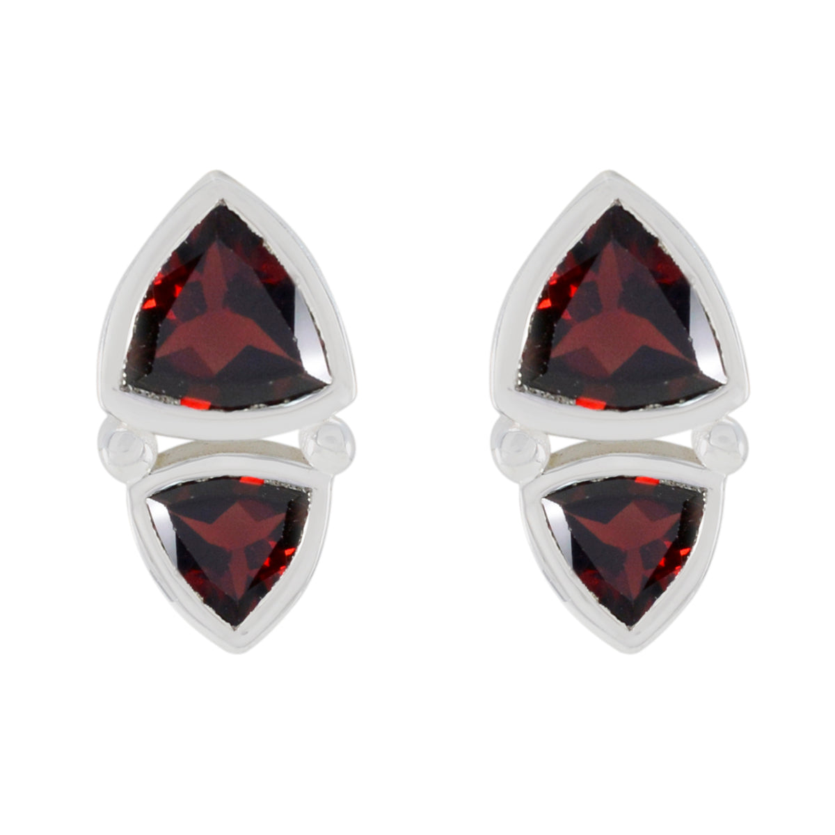 Rebeca Red Slim Toi et Moi Stud Earring Garnet Red Stud