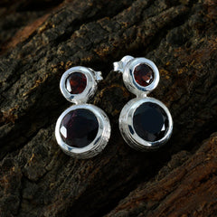 Elena Red Minimal Toi et Moi Stud Earring