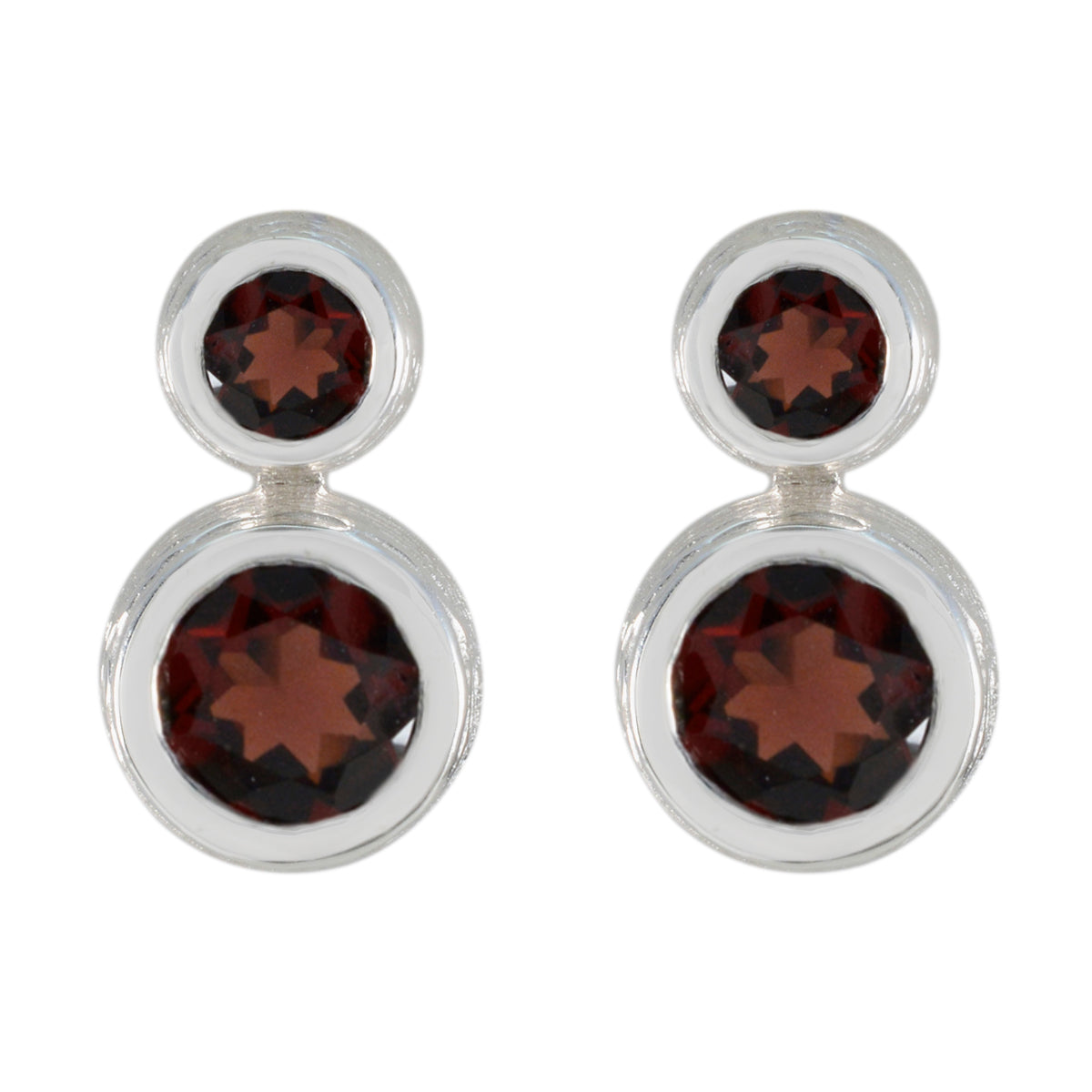 Elena Red Minimal Toi et Moi Stud Earring Garnet Red Stud