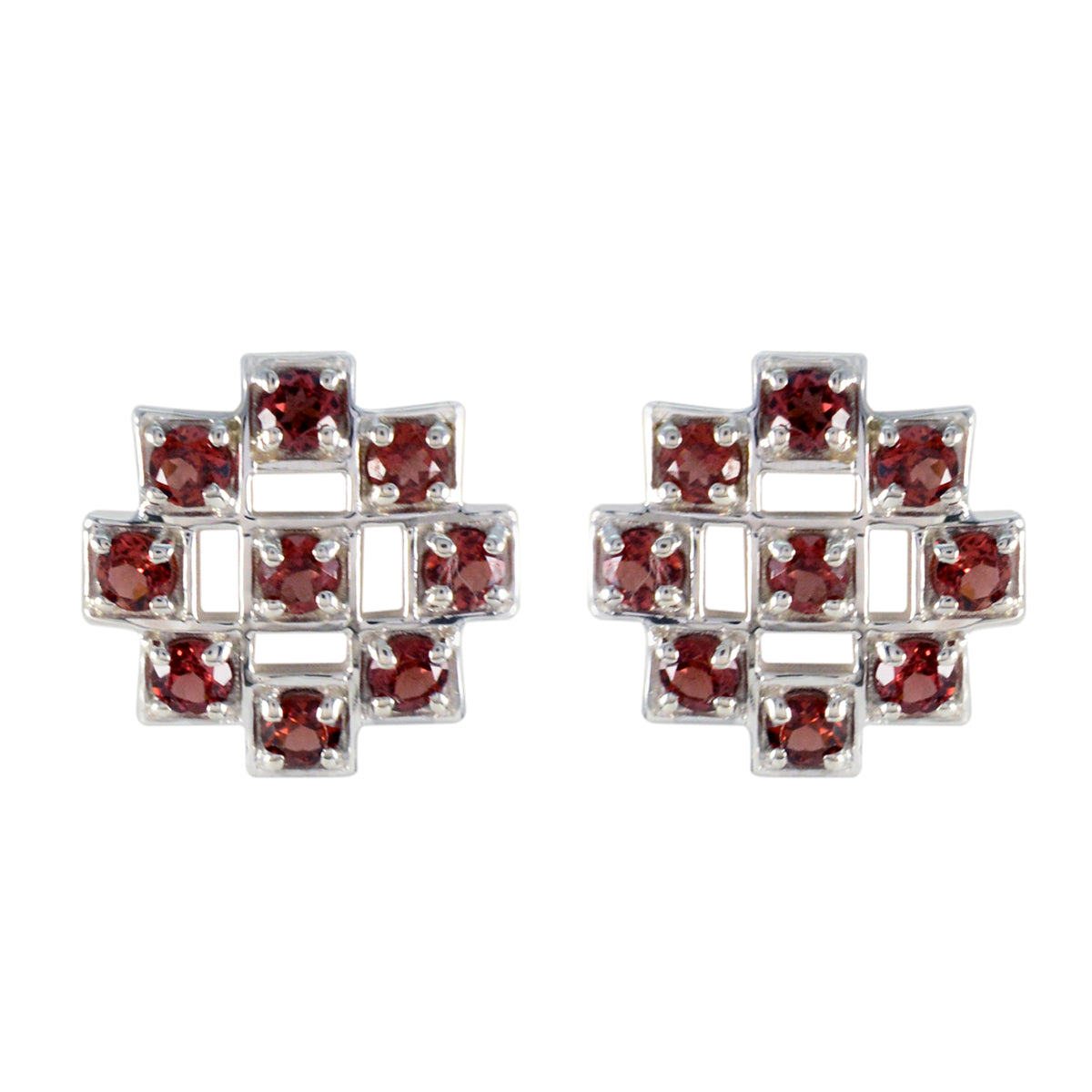 Evelyn Red Whisper thin multiple Stud Earring Garnet Red Stud