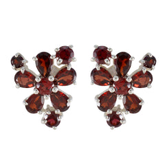 Grace Red Minimal multiple Stud Earring Garnet Red Stud