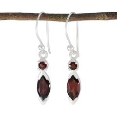 Marie Red Whisper thin Toi et Moi Dangle Earring Garnet Red Dangle