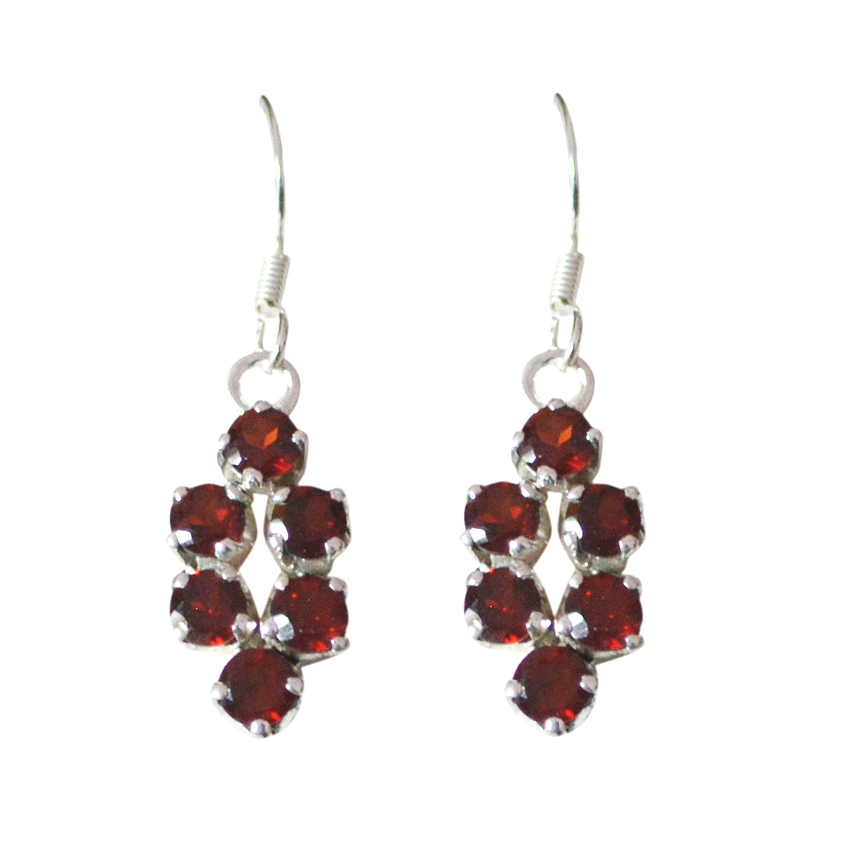 Rina Red Dainty multiple Dangle Earring Garnet Red Dangle